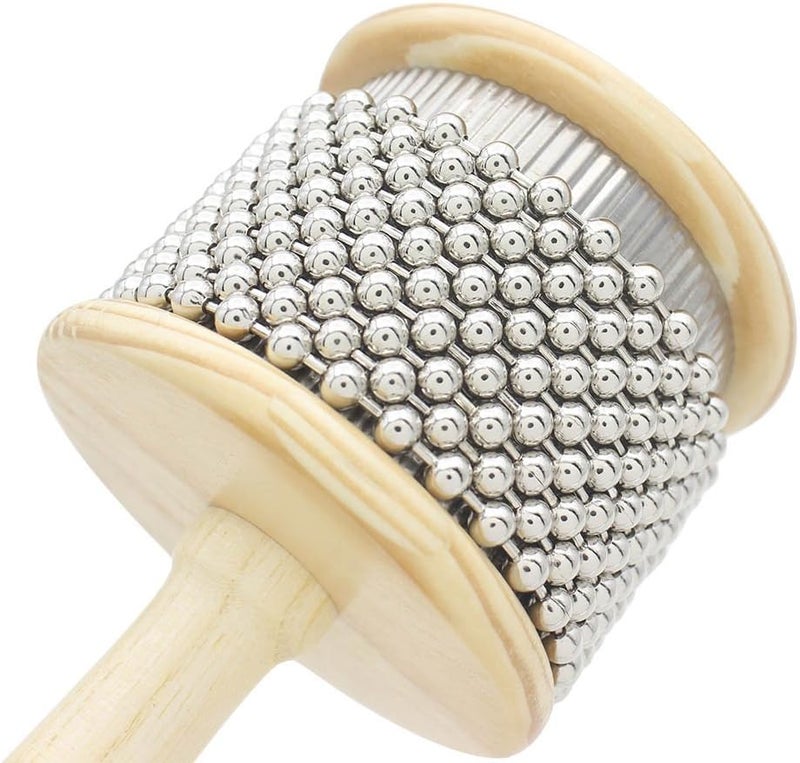 Mowind Wooden Cabasa Hand Shaker Percussion Instrument with Metal Beads for Classroom Band 3.4" Size - Image 3